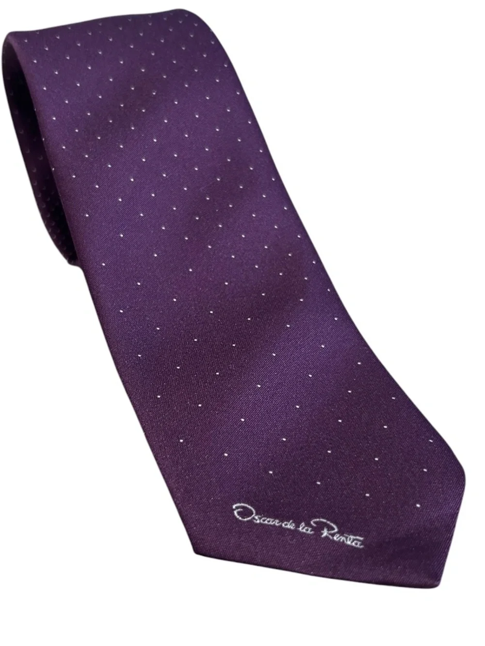 Oscar De La Renta Purple With White Polka Dots Tie NWT